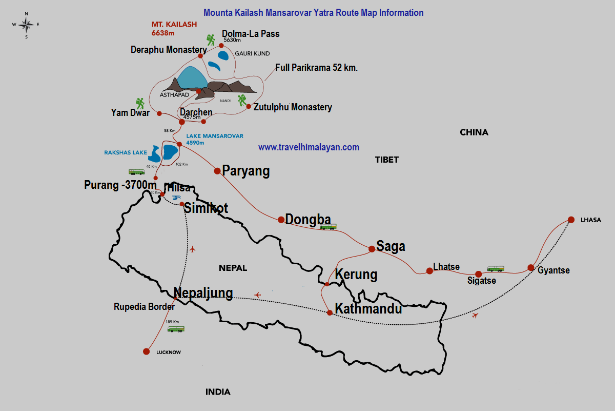 Kailash Mansarovar Travel Map  